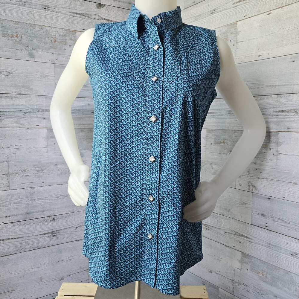 Rock & Roll Western Cowgirl Sleeveless Button Up Shirt Womens XL